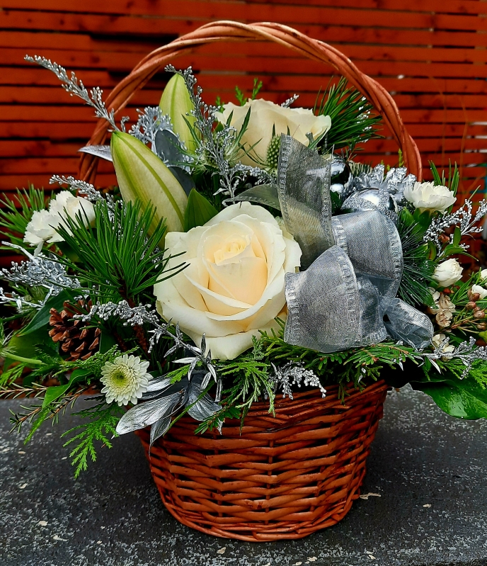 Gorgeous White Festive Basket